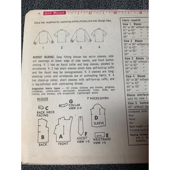 Simplicity Misses Blouse Sewing Pattern sz 8-22 4882 - uncut - Picture 5 of 9